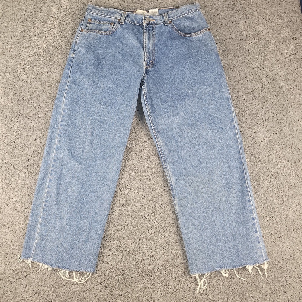 Vintage Levis 550 Jeans Mens 35x32 Blue Relaxed Fit Cutoff Medium Wash Y2K